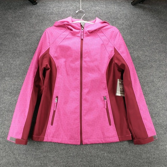 Free Tech Women's Jacket Pink Medium Zip Front Hooded Zip Pockets W/Tags - Picture 2 of 14